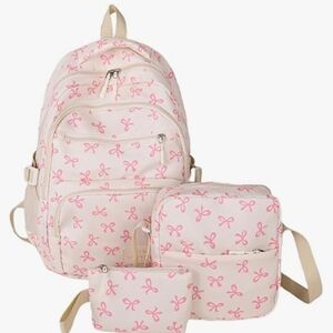 Pink Bow Pattern Backpack Set